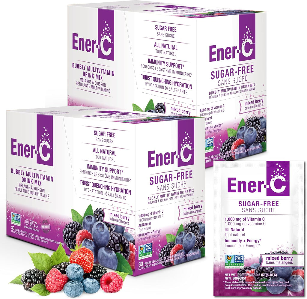 Ener-C Sugar Free Multivitamin Drink Mix - 30 Sobres, Sabor Frutos Rojos
