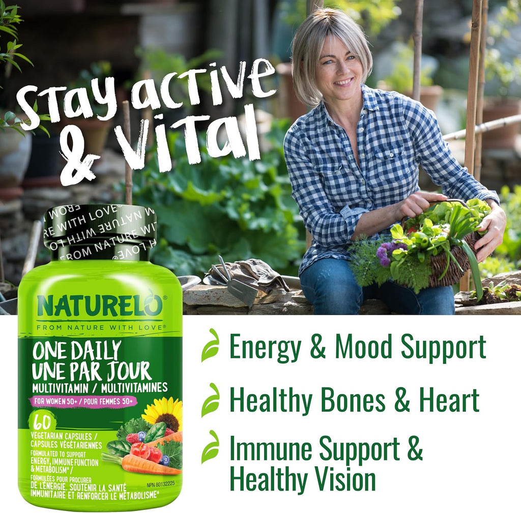 NATURELO One Daily Multivitamínico para Mujeres 50+ (Sin Hierro) - 60 Cápsulas