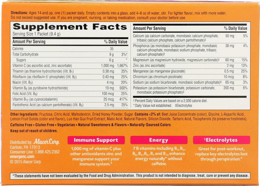 ALACER Emergen C Caja Rosa, 30 sobres