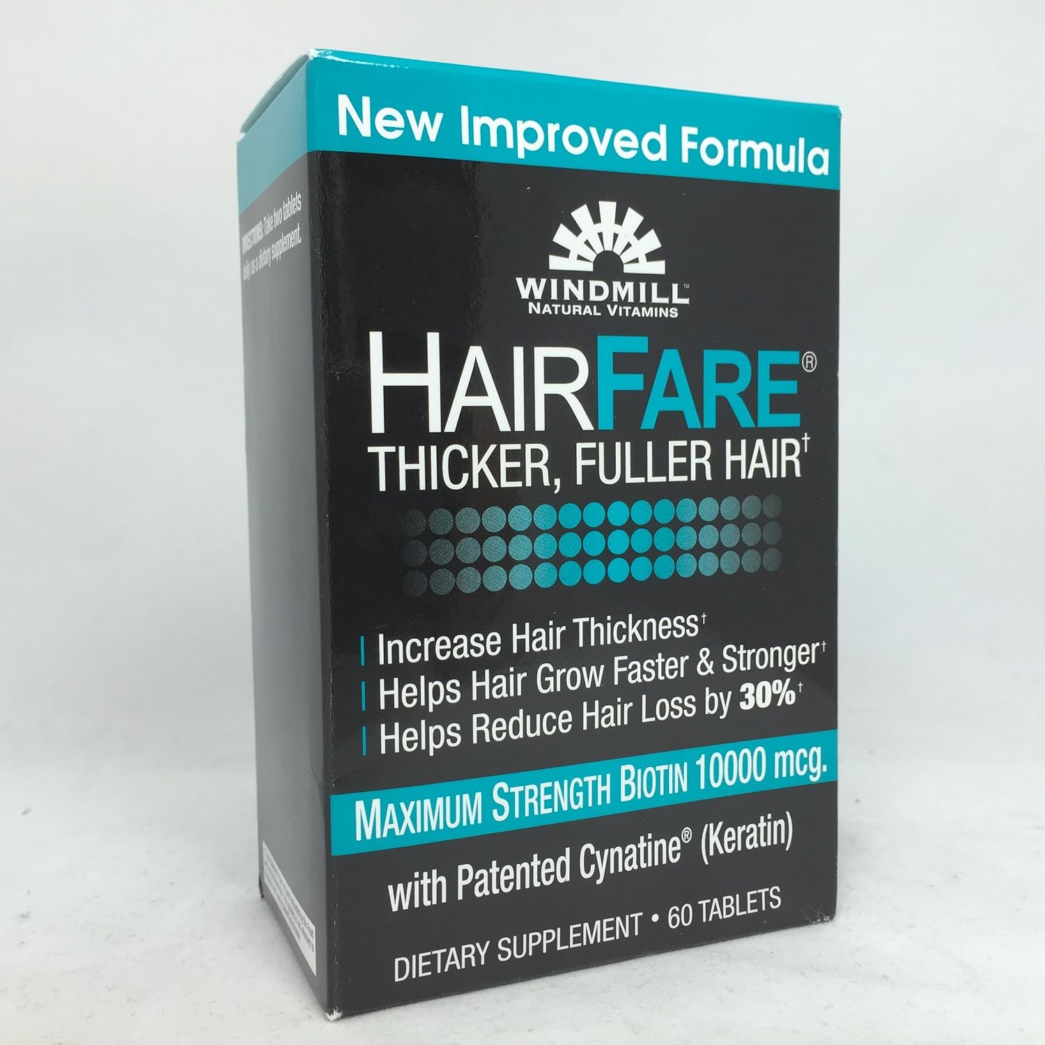 Windmill Hair Fare Biotina 10000 mcg, 60 Comprimidos (Paquete de 4)
