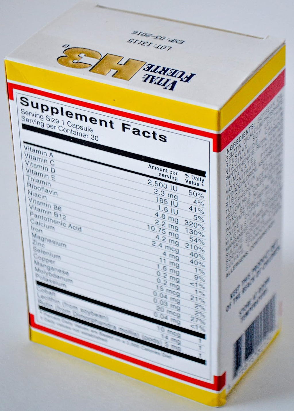 H3 Vitaminas y Minerales Complemento Alimenticio 30 Cápsulas