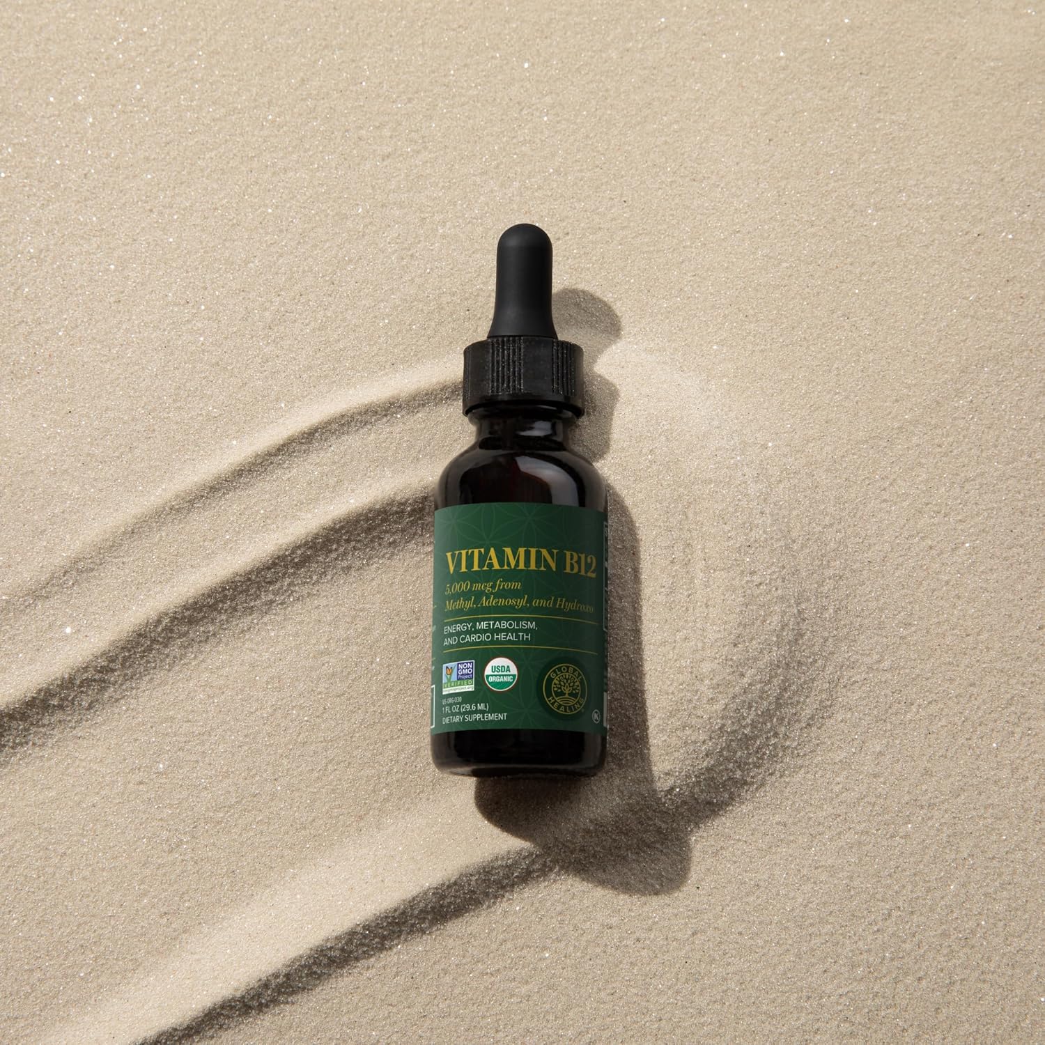 Vitamina B12 5000 mcg Sublingual Orgánica 3 en 1 - Global Healing Center (Paquete de 2)