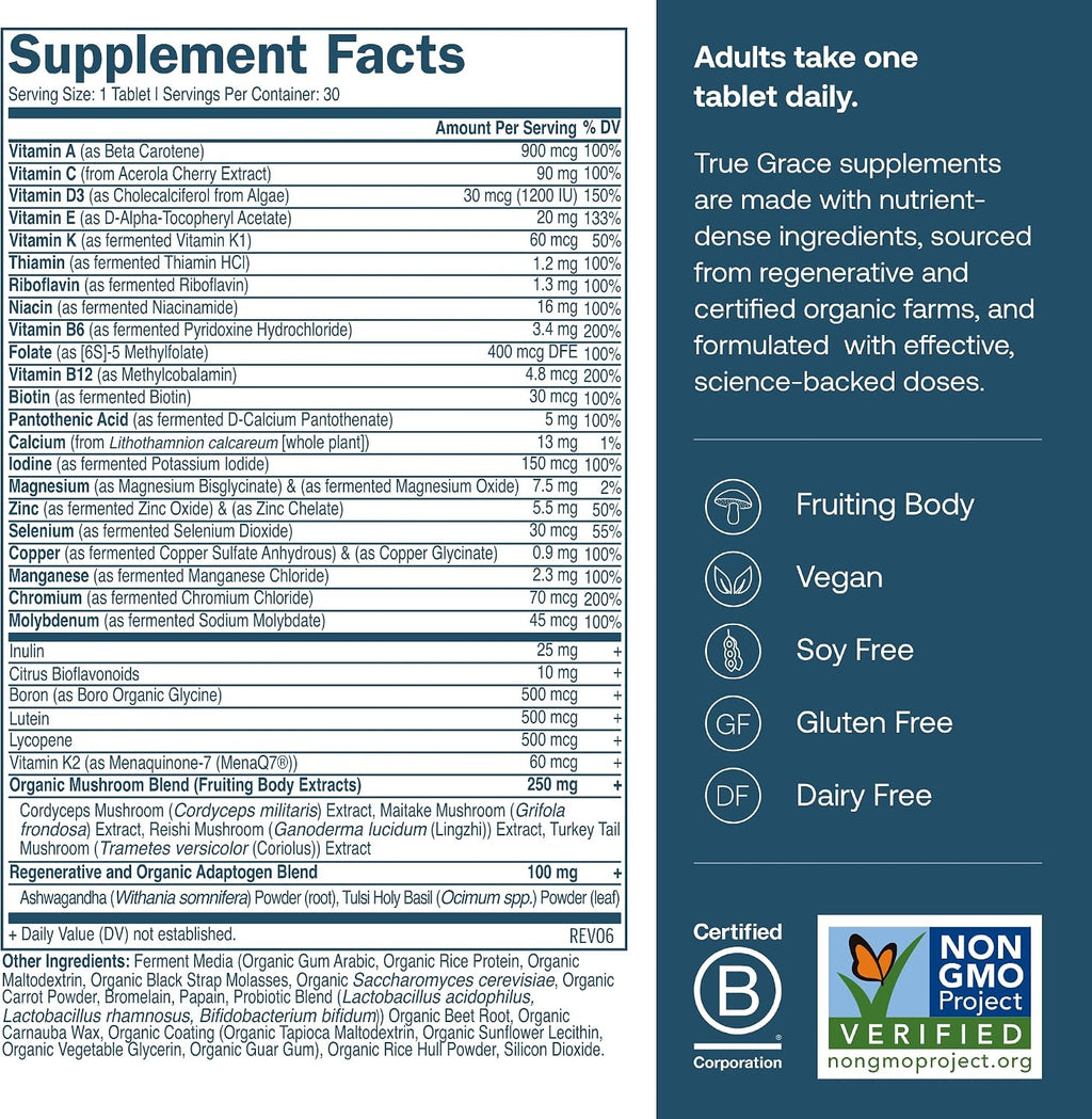 True Grace One Daily Multivitamínico para Hombre con Minerales Fermentados