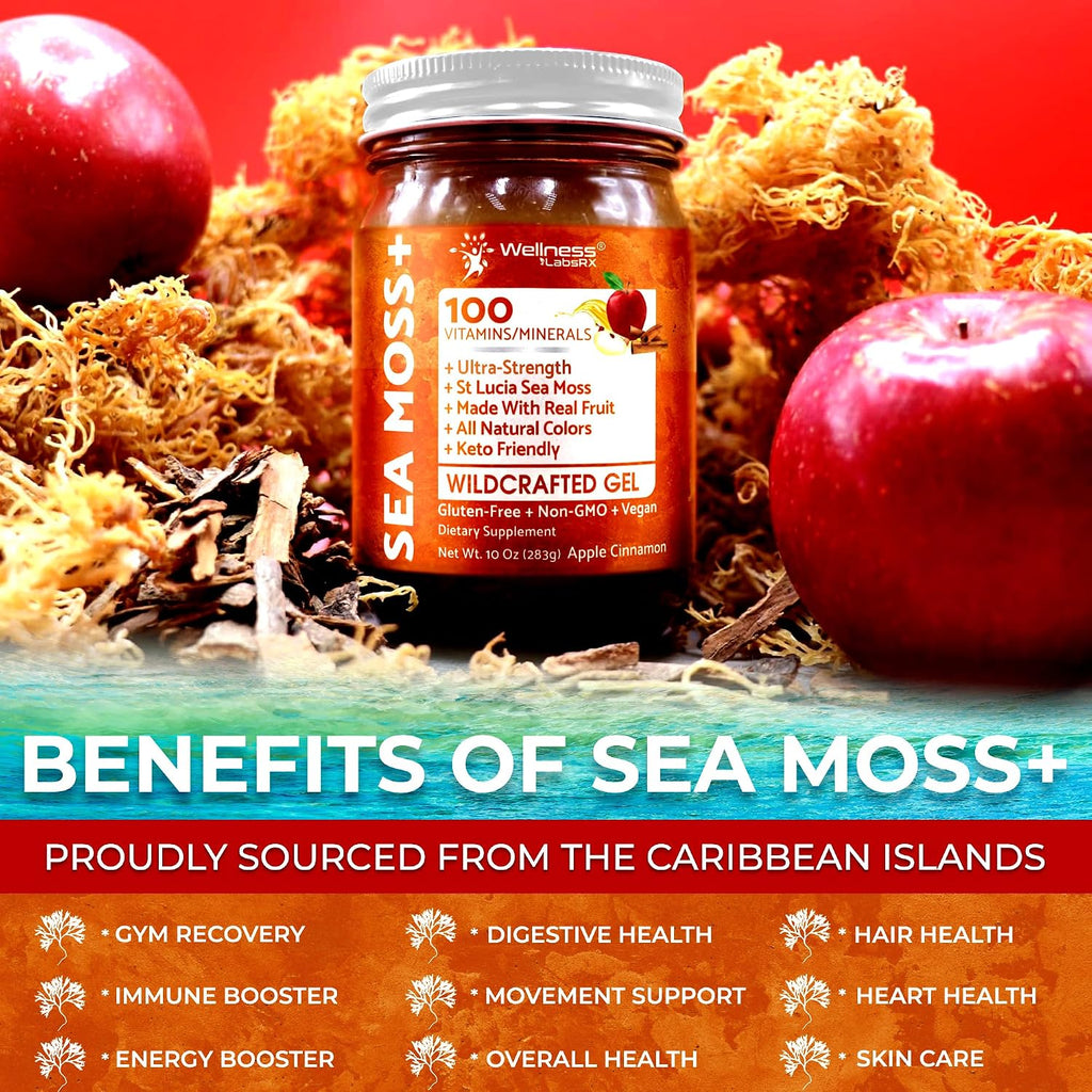 Gel de Musgo de Mar Irlandés - Superalimento Silvestre - Sabor Manzana y Canela - 283 g