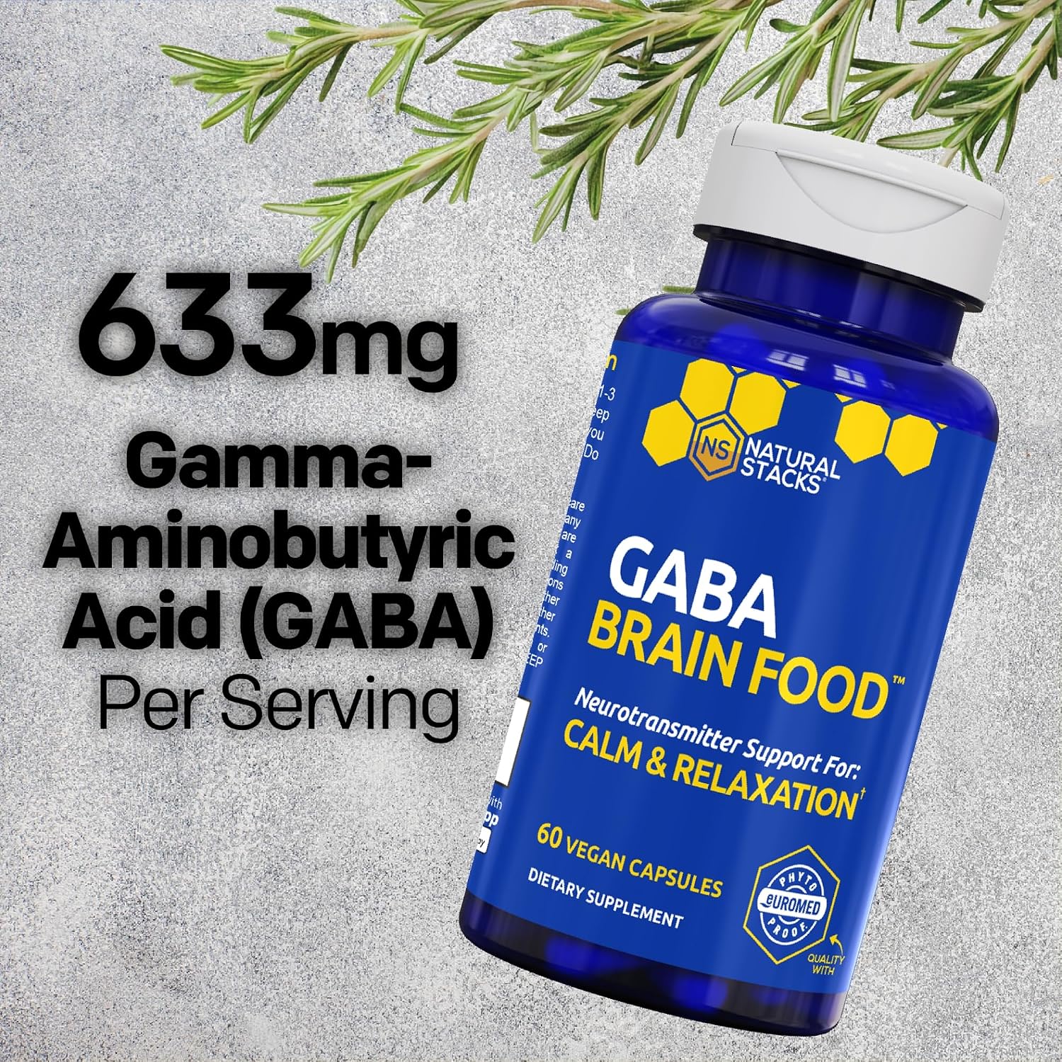 GABA Brain Food - Suplemento de GABA con L-Citrulina y Extracto de Semilla de Uva - 60 Cápsulas