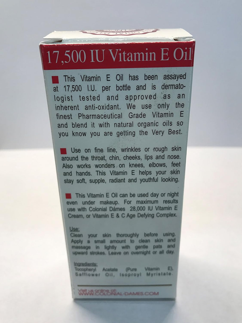 Colonial Dames Aceite de Vitamina E 17.500 UI - Tratamiento Antioxidante para Piel Seca