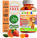 Kids Multivitamin Gummies con Magnesio y Probióticos - Vegano, Sin Gelatina, Halal, Sabores Naranja y Fresa, 90 Unidades