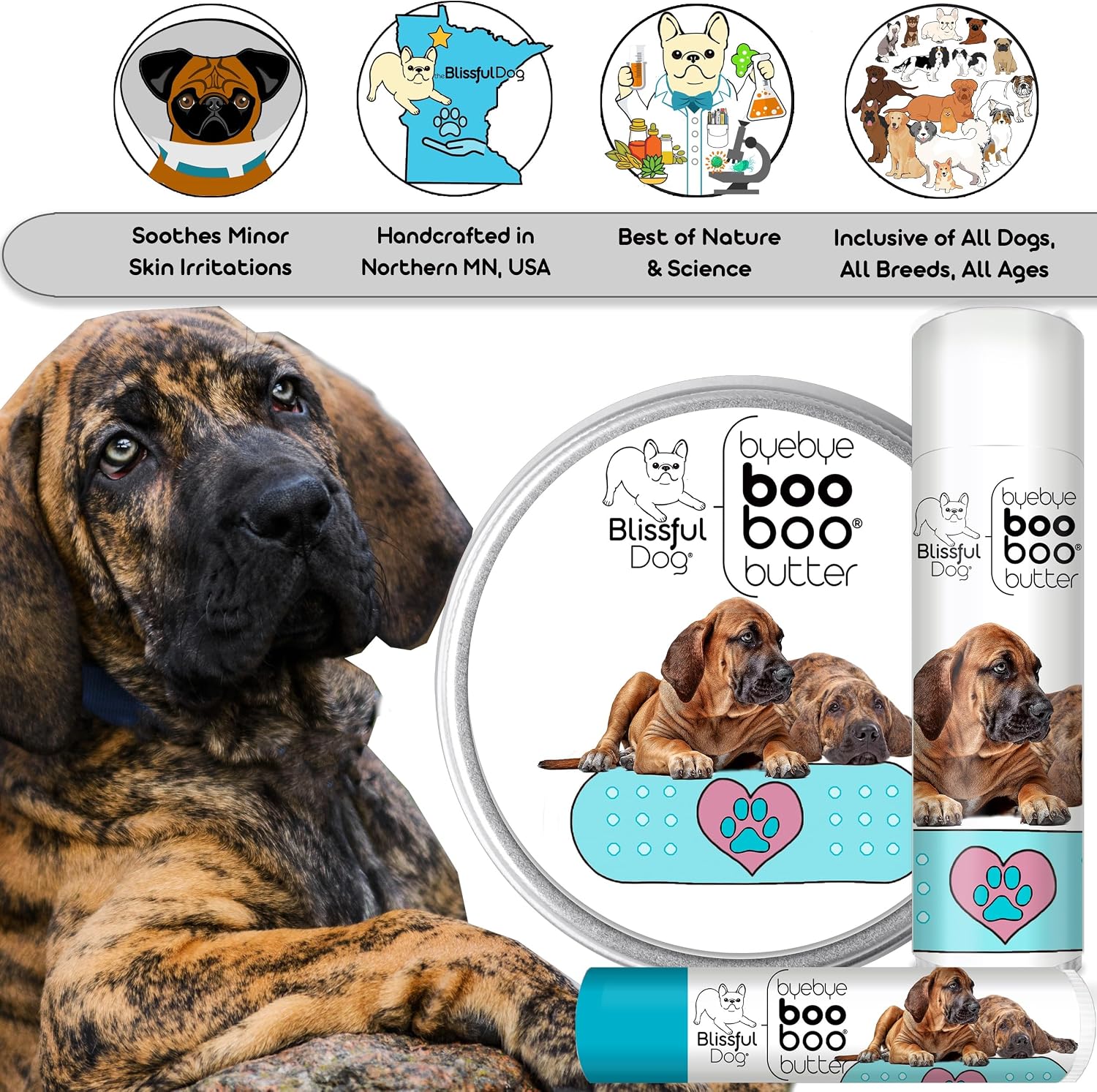 The Blissful Dog Fila Brasiliero Boo Butter - Bálsamo Tópico para Perros (473 ml)