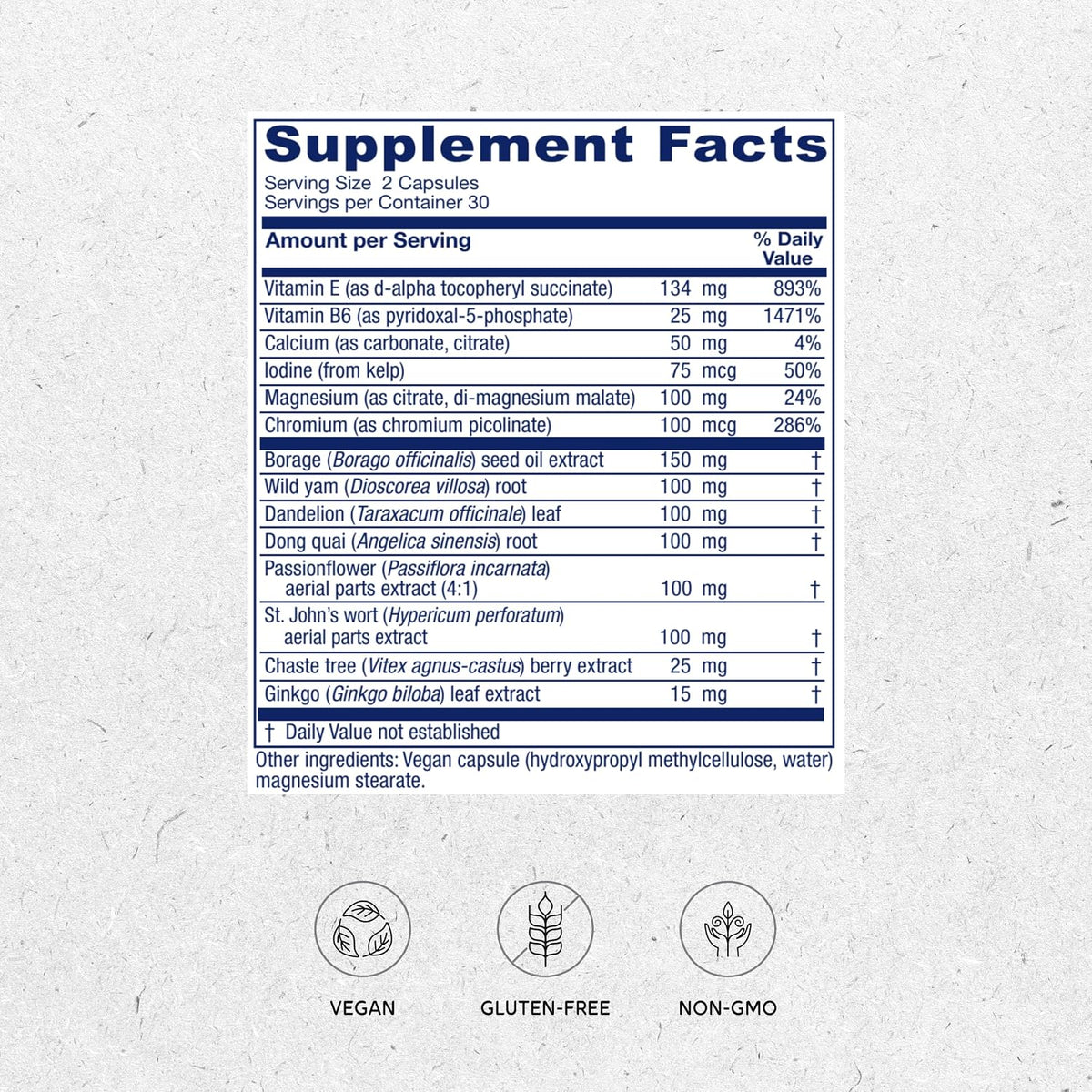 Vitanica Women's Phase I - Apoyo Premenstrual - Vegano - 60 Cápsulas – Image 2