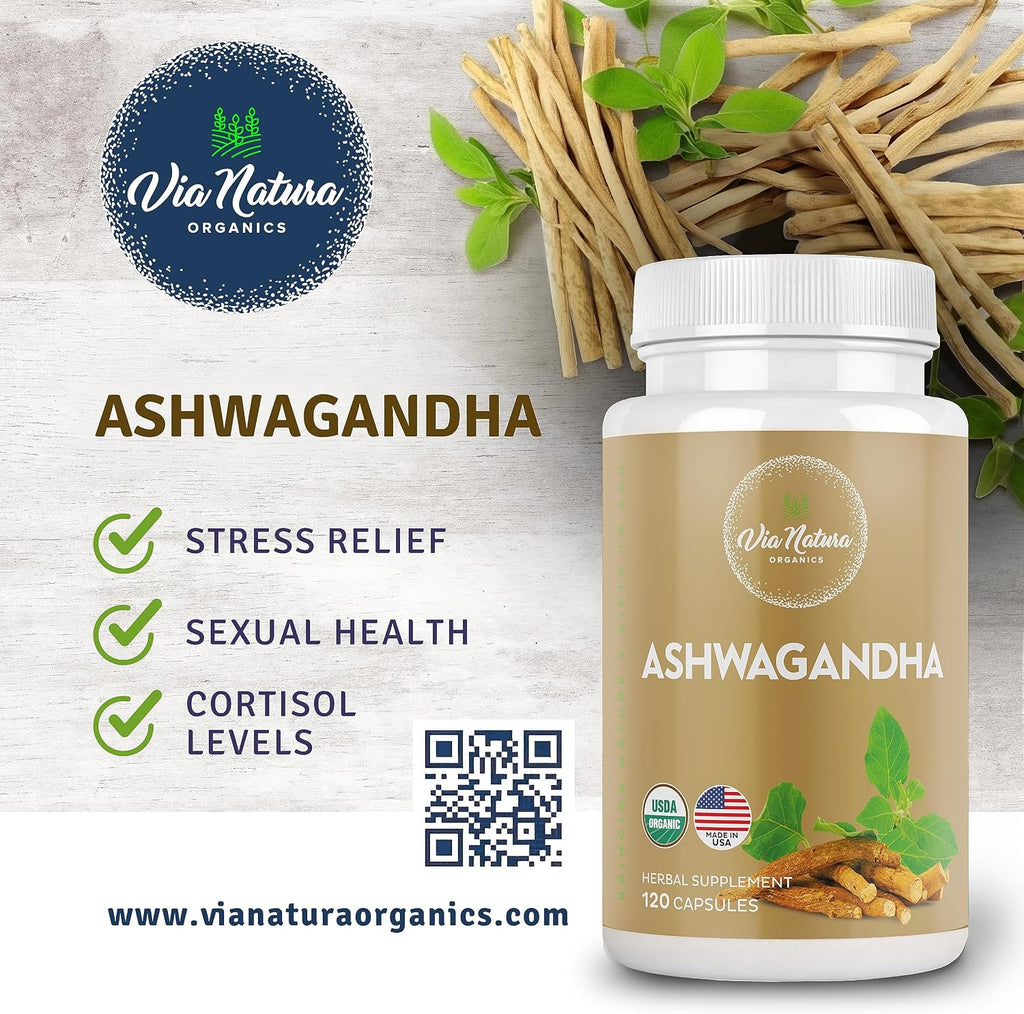 Cápsulas de Ashwagandha 1000 mg | Suplemento Herbal Orgánico | 120 Cápsulas