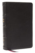 Biblia KJV Letra Grande - Una Columna - Piel Genuina Negra - Tamaño Personal - Letra Roja - Índice con Pestañas - 43,000 Referencias Cruzadas