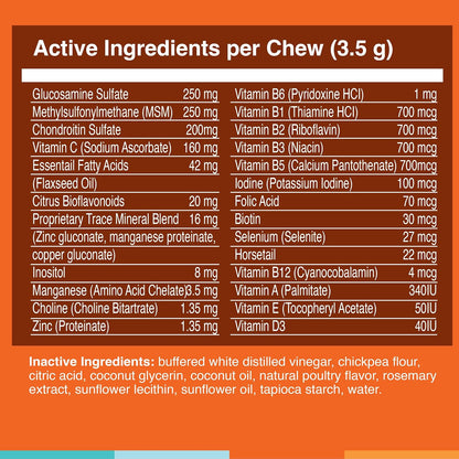 Masticables Multivitamínicos para Perros (90 uds), Glucosamina para Articulaciones, Omega-3 y Vitaminas para Piel, Hígado y Corazón - Spectrin de Nusentia