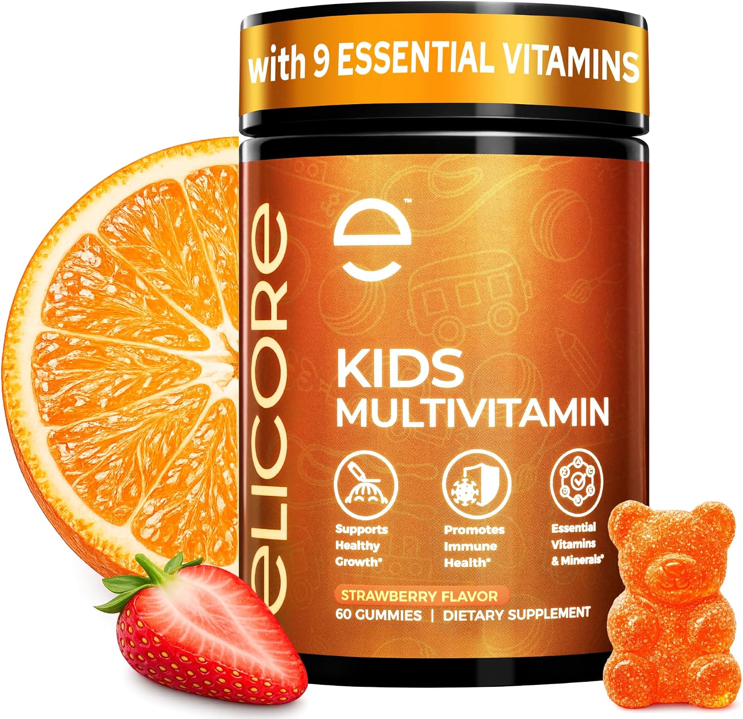ELICORE Premium Kids Omega 3 Gummies – Sabor Naranja – 2 Meses de Suministro