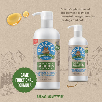 Grizzly Pet Products Algal Plus Omega 3-6-9 Suplemento para Perros y Gatos, 473 ml – Image 2