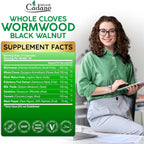 Wormwood Whole Cloves Black Walnut - Apoyo Digestivo Herbario - 90 Cápsulas Veganas