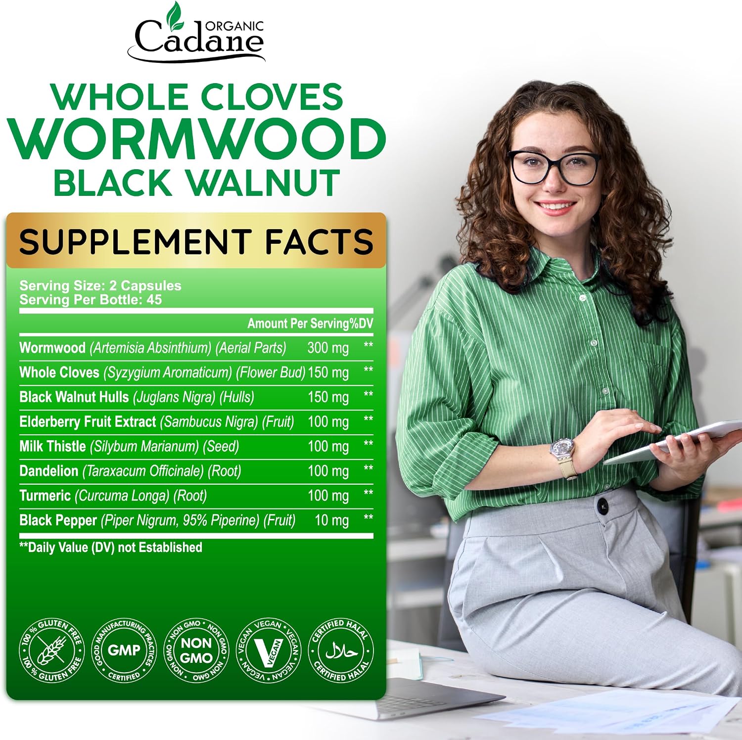 Wormwood Whole Cloves Black Walnut - Apoyo Digestivo Herbario - 90 Cápsulas Veganas