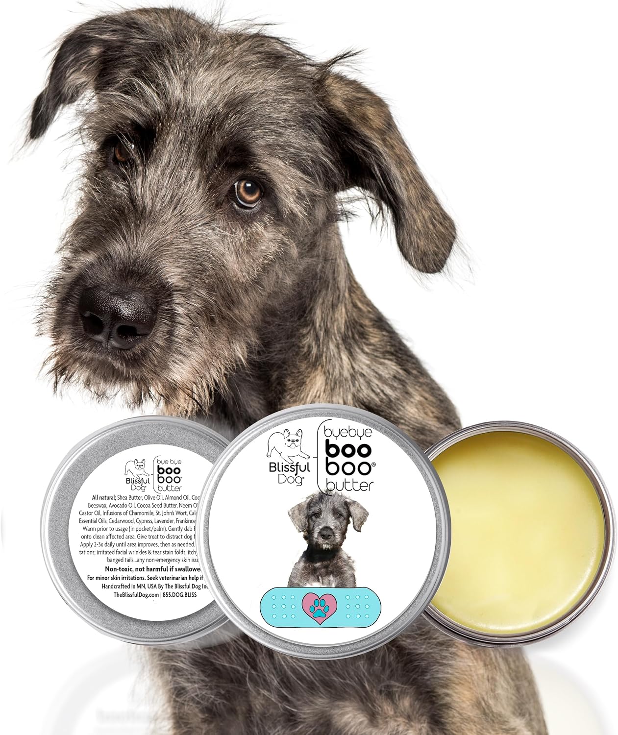The Blissful Dog Irish Wolfhound Boo Boo Butter - Bálsamo tópico calmante, 28 g (1 oz)
