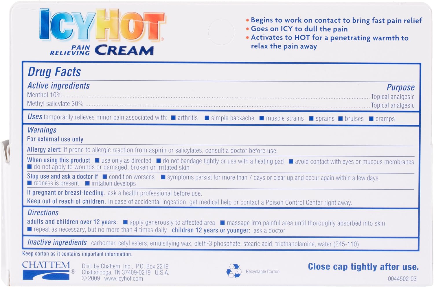 Icy Hot Crema Aliviadora del Dolor, Extra Strength, 85 g