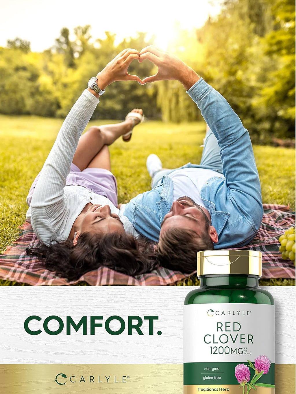 Carlyle Trébol Rojo Cápsulas | 200 Cápsulas | Extracto de Flor de Trifolium Pratense | No OGM, Sin Gluten