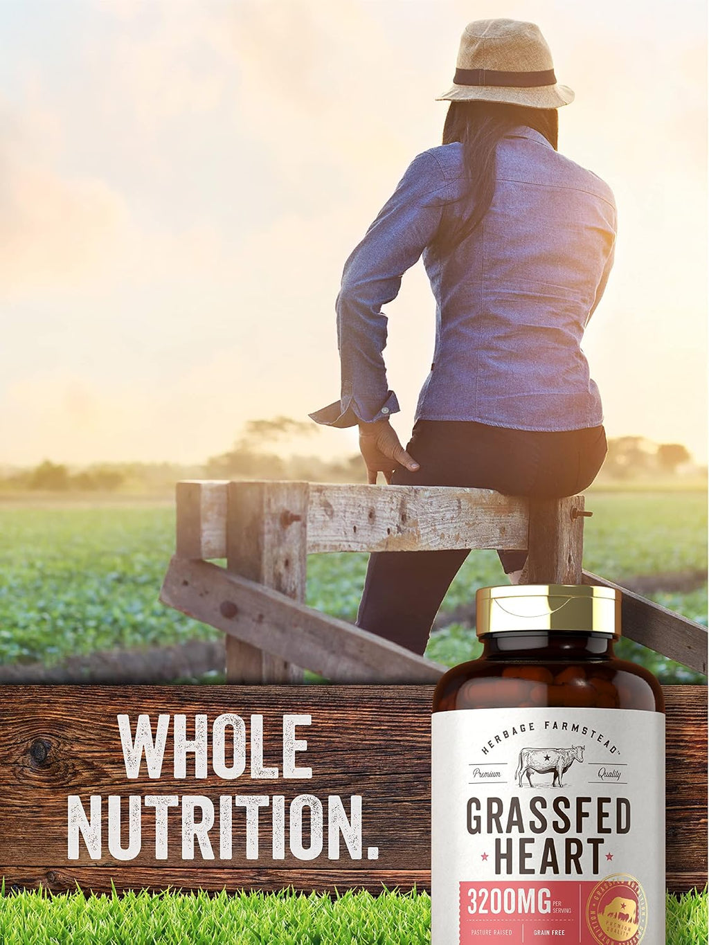 Carlyle Suplemento de Corazón de Res Grass Fed | 3200mg | 200 Cápsulas | Desecado de Animales Criados en Pasto | No OGM, Sin Gluten | por Herbage Farmstead