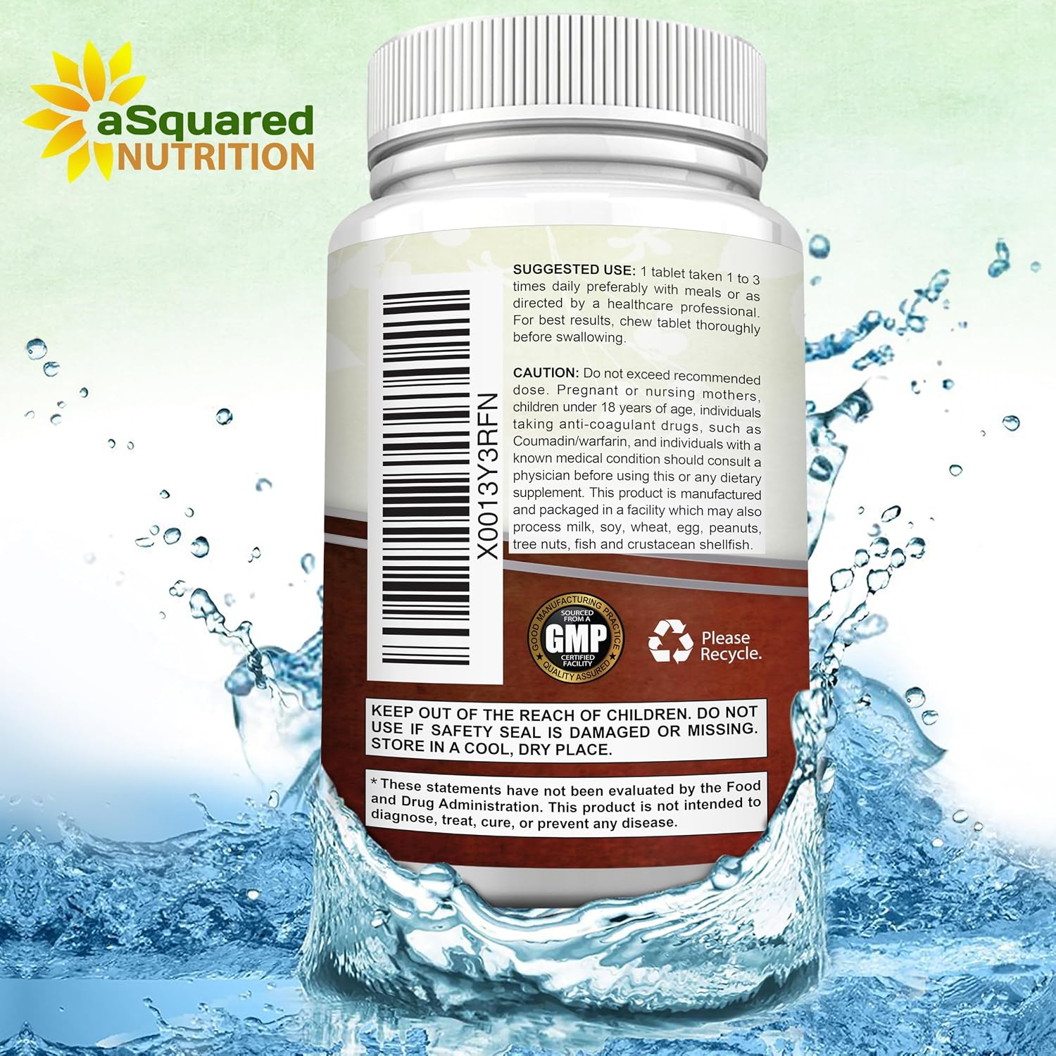 aSquared Nutrition Vitamina D3 con K2 MK-7 - 180 Pastillas Masticables