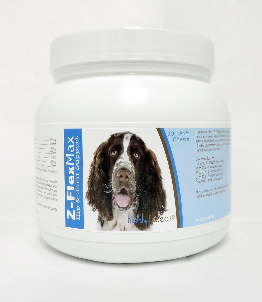 Healthy Breeds Z-Flex Max + Glucosamina + Condroitina + Omega-3 - Apoyo Articular para Perros - 100 Chews Blandos Sabor Bacon