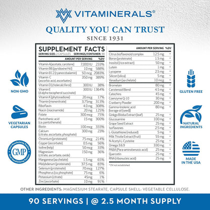 Vitaminerals CombAdult Fórmula Integral Multivitamínica y Mineral (180 Cápsulas Vegetales) – Image 3
