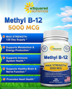 aSquared Nutrition Vitamin B12 5000 mcg with Methylcobalamin - 120 Tablets