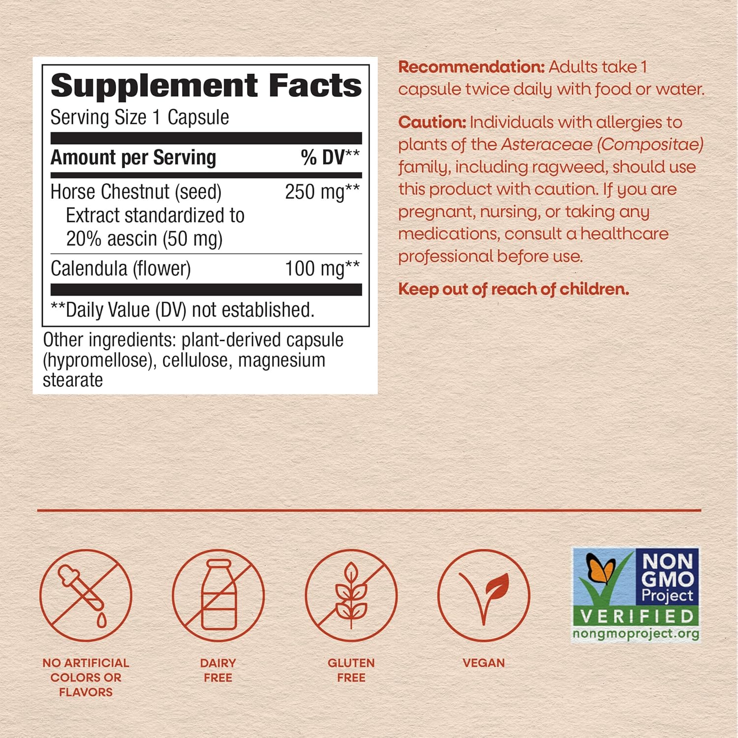 Nature's Way Horse Chestnut Extract, Premium, Standardized to 20% Aescin, Vegan, Gluten-Free, 90 Capsules