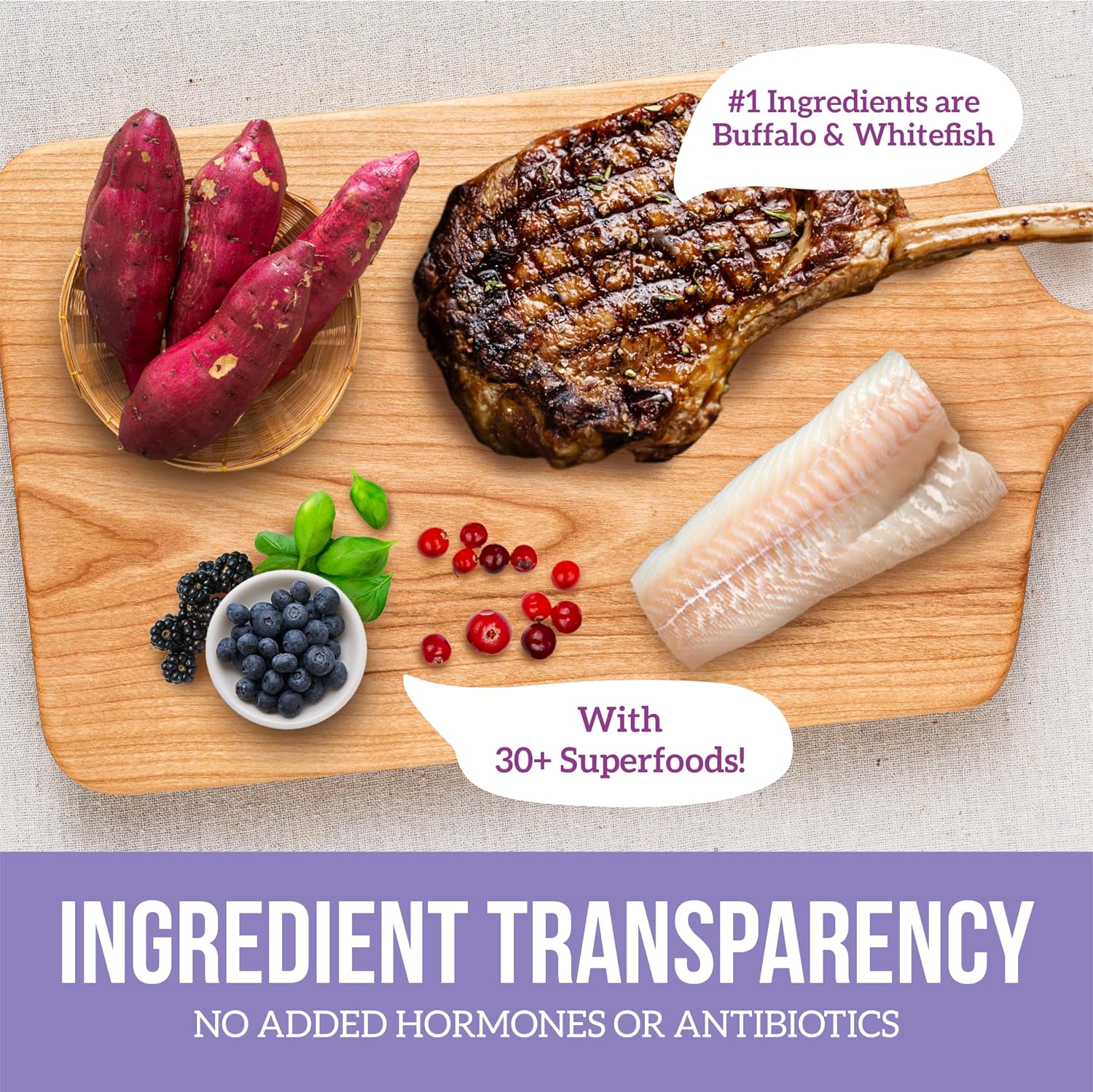 Health Extension Alimento seco sin cereales para perros con búfalo y pescado blanco - 30+ superalimentos y probióticos para todas las etapas de la vida (4,5 kg)