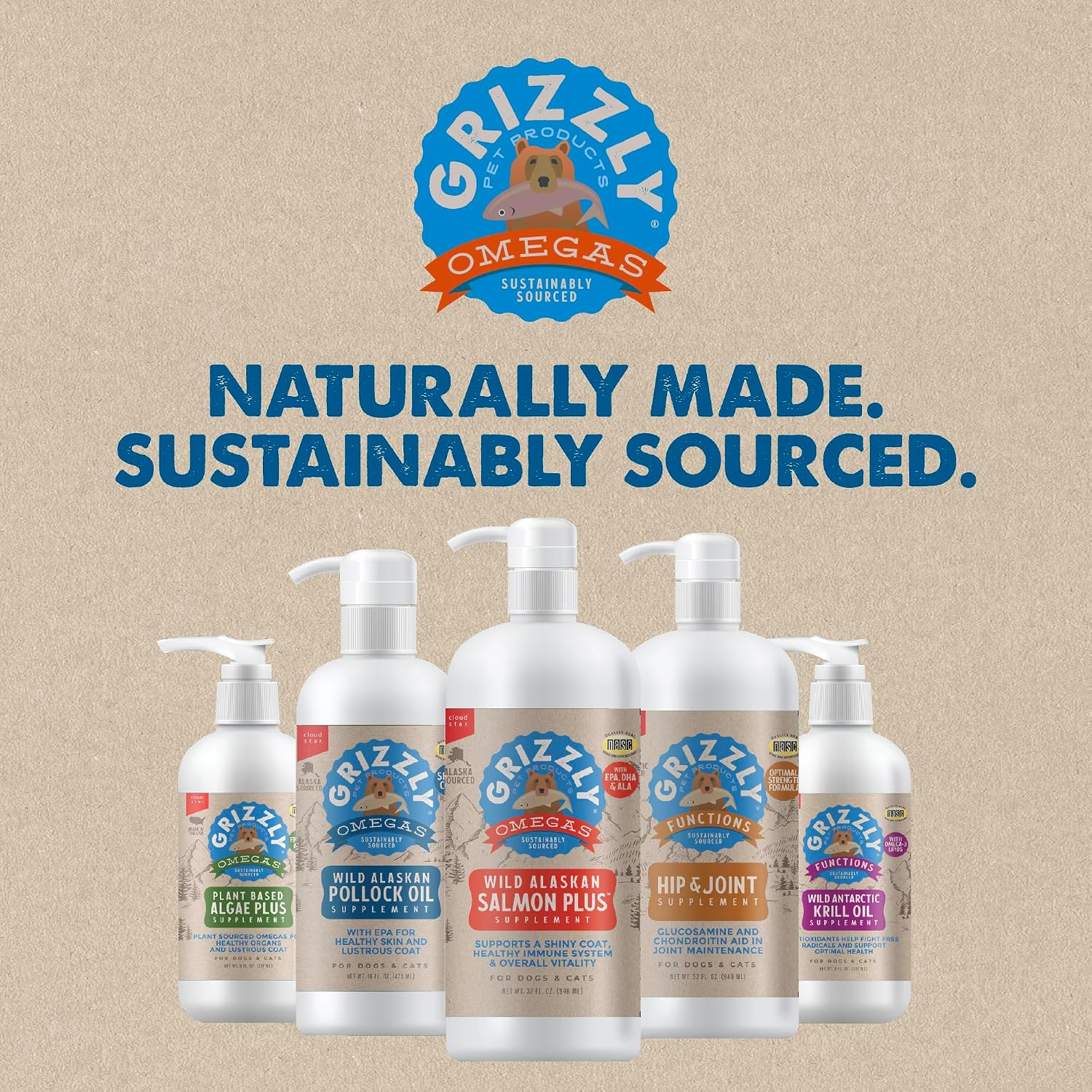 Grizzly Pollock Oil - Suplemento Alimenticio para Perros, 1.89 L (64 oz)