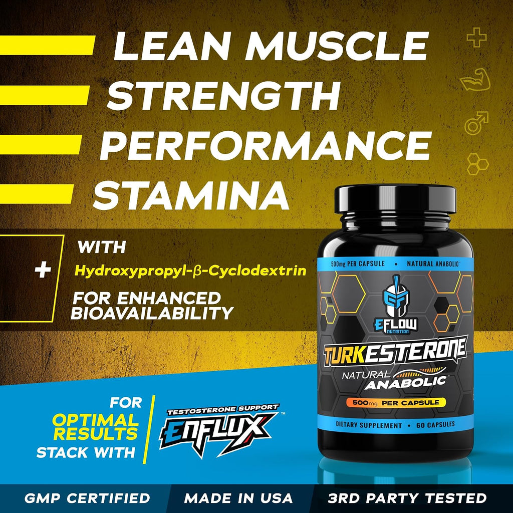 eFlow Nutrition Turkesterone - Suplemento Deportivo de Alta Absorción 60 Cápsulas