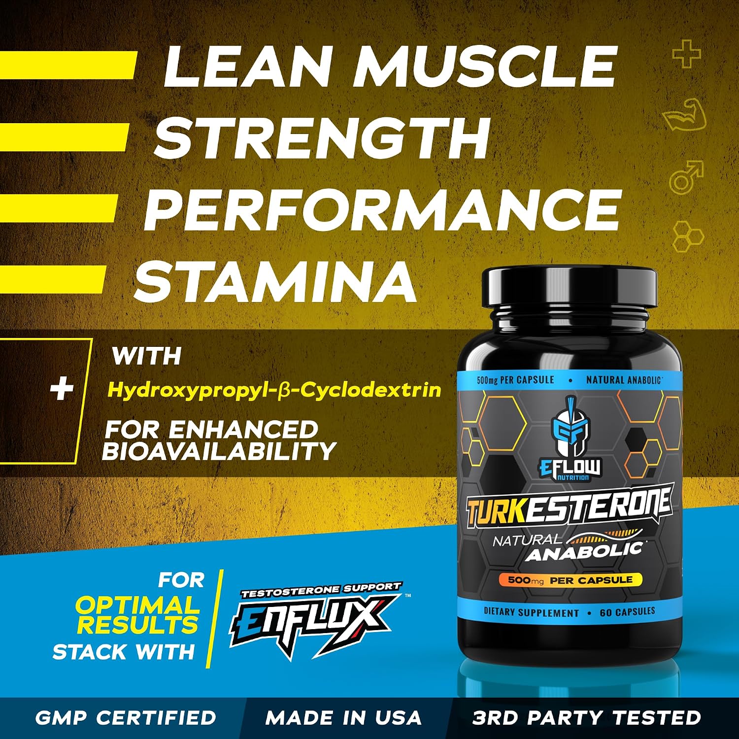 eFlow Nutrition Turkesterone - Suplemento Deportivo de Alta Absorción 60 Cápsulas