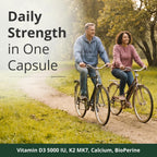 Vitamina D3 + K2 + Calcio con BioPerine – 60 Cápsulas