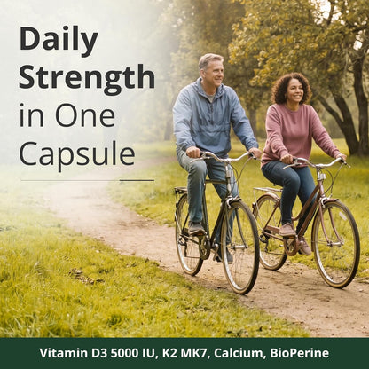 Vitamina D3 + K2 + Calcio con BioPerine – 60 – Calcio: necesario para el mantenimiento de los huesos en – Image 3