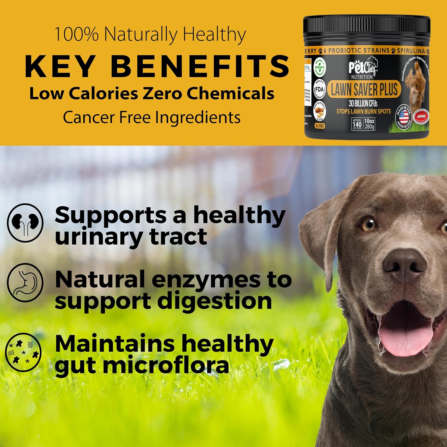 Pet Chef Neutralizador de Orina para Perros - Masticables Suaves para el Césped - 140 Unidades