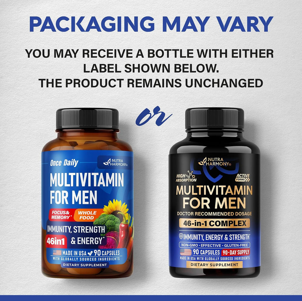 Multivitamínico para Hombres 46-en-1 - Complejo B con Alimentos Integrales y Enzimas - 90 Cápsulas