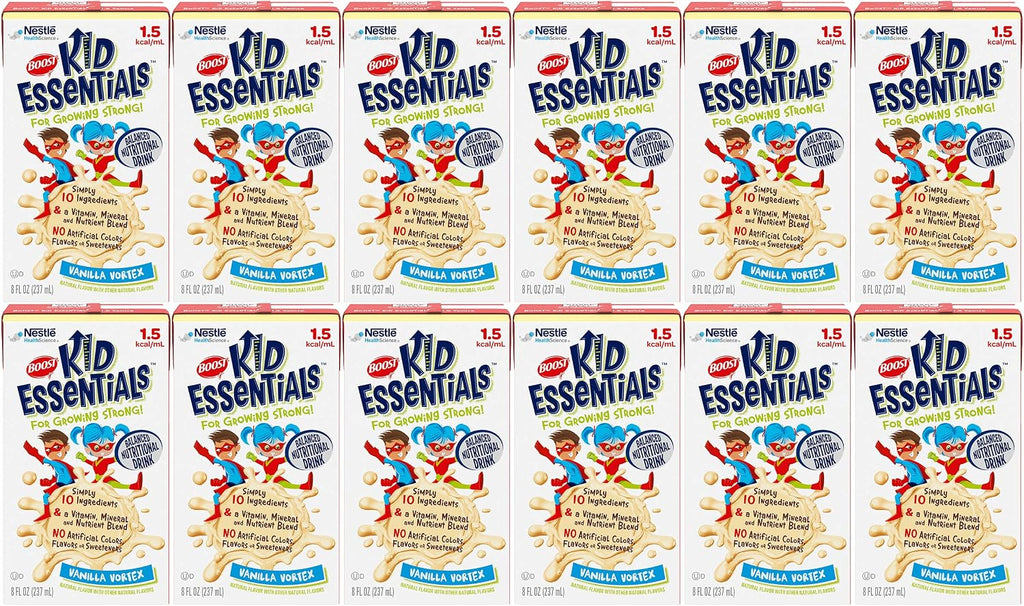 Boost Kid Essentials 1.5 Bebida Nutricional Equilibrada para Niños, Sabor Vainilla, 8 fl oz (Pack de 12)