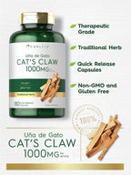 Carlyle Uña de Gato Cápsulas 1000mg | 180 Cápsulas | Uncaria Tomentosa | No OGM, Sin Gluten