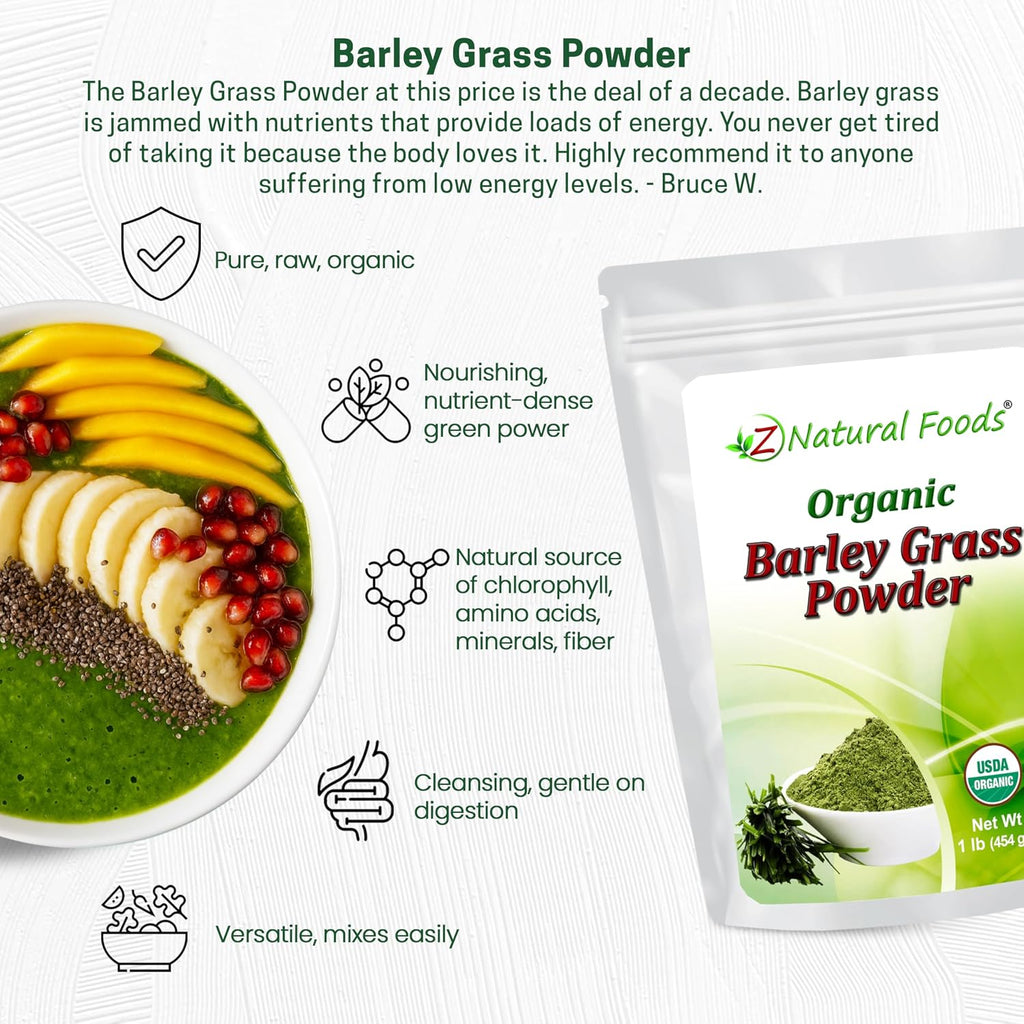 Z Natural Foods Polvo de Hierba de Cebada Orgánico - 454 g