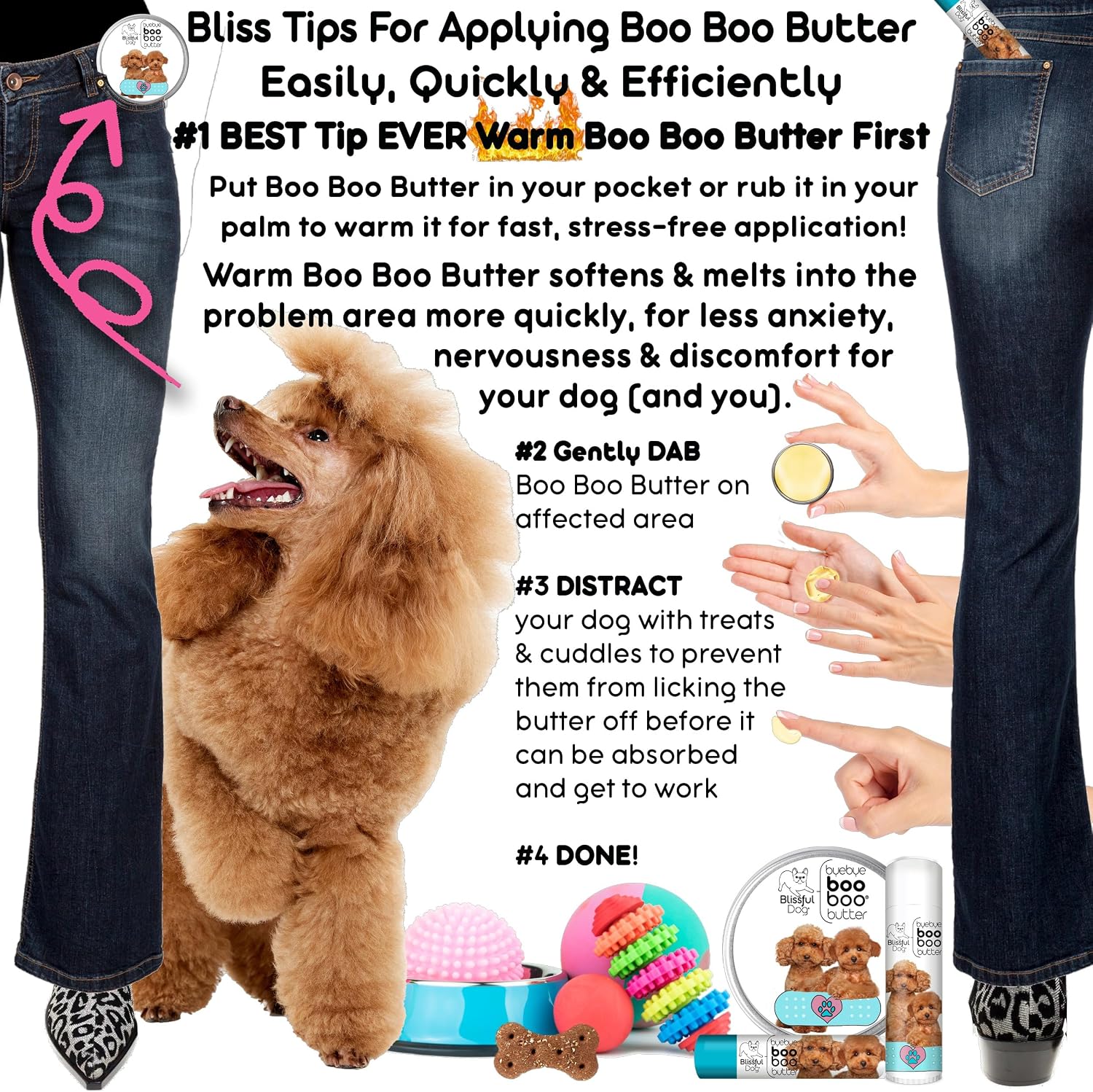 The Blissful Dog Poodle Booboo Butter Lata de 4 oz