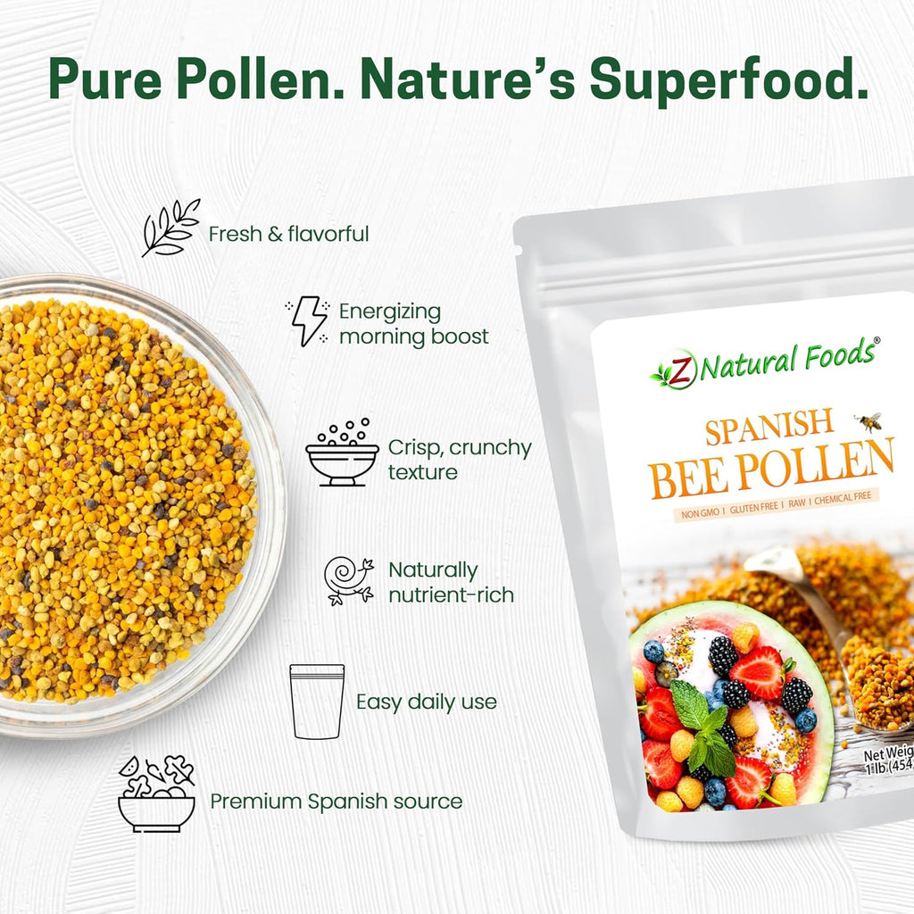 Gránulos de Polen de Abeja Español Puro y Crudo de Z Natural Foods - 454 g (1 lb)