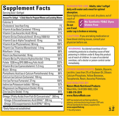Nature Made Prenatal Vitamin + DHA Softgel – Hierro: contribuye a la formación normal de glóbulos rojos y al – Image 8