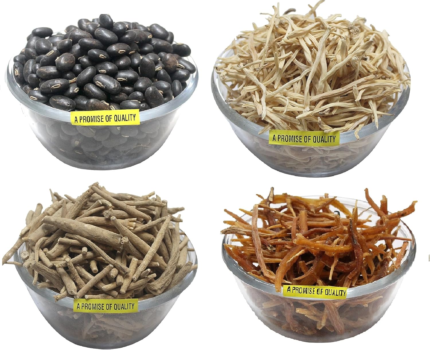 Shatavar, Safed Musli, Ashwagandha, Kaunch Beej Combo Pack - Semillas (200g, 50g cada una)