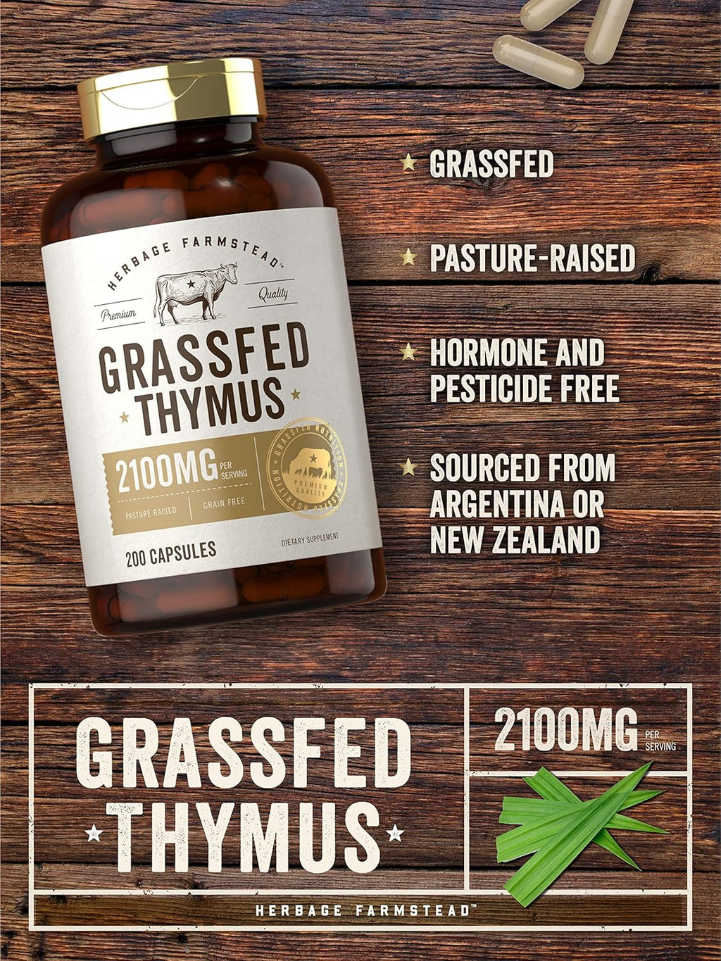 Carlyle Timo de Ternera Alimentada con Pasto | 2100mg | 200 Cápsulas