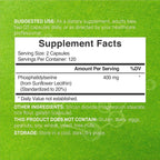 Fosfatidilserina 400mg, 240 Cápsulas – Lecitina de Girasol Sin Soja
