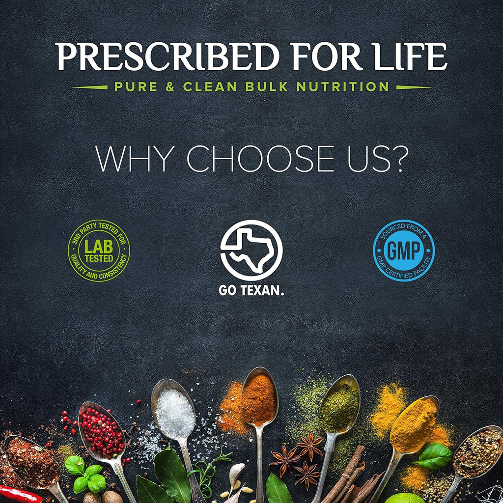 Prescribed For Life Ácido Ascórbico (L), Vitamina C Pura USP, Polvo Cristalino 40-80 Mesh (25kg)