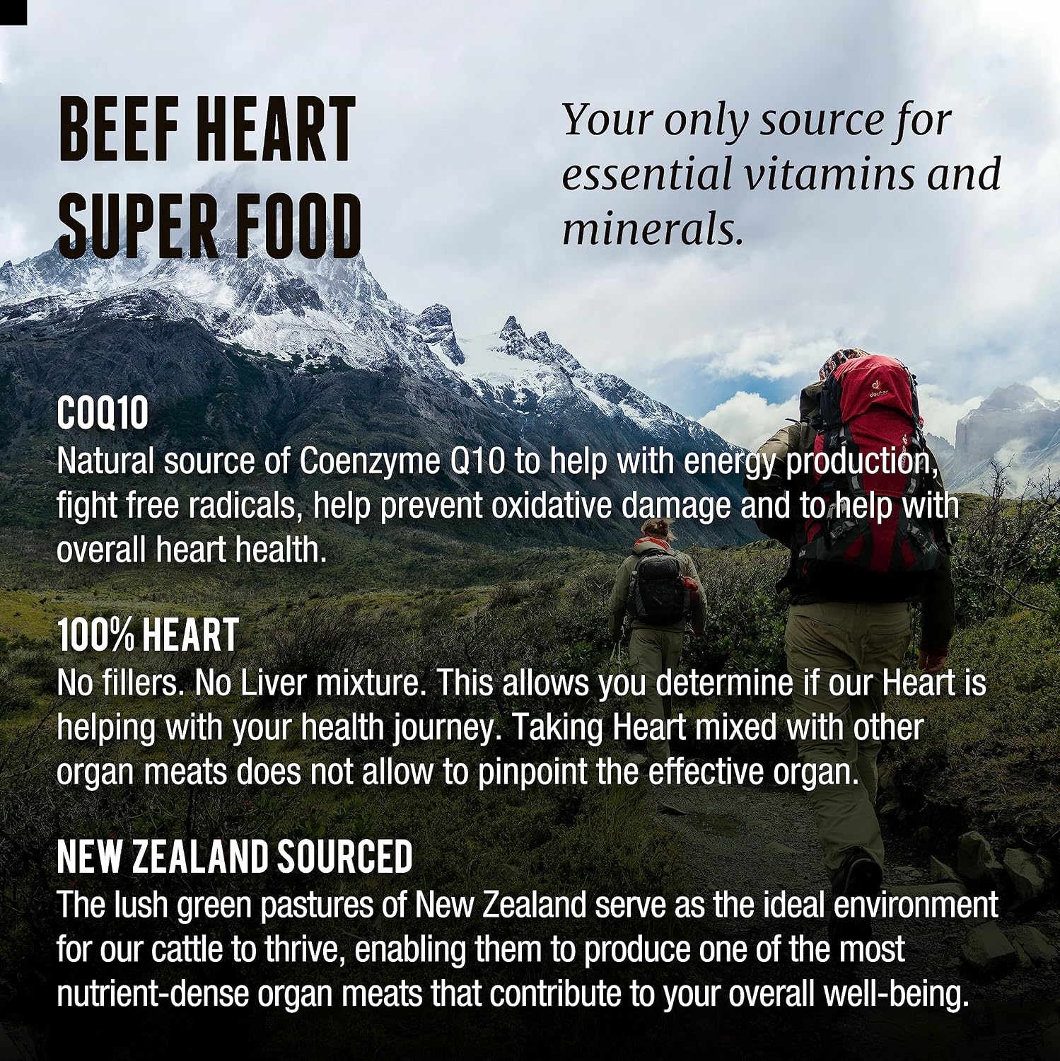 One Earth Health Corazón de Ternera Alimentado con Pasto - Neozelandés - 3000mg por Porción - 200 Unidades