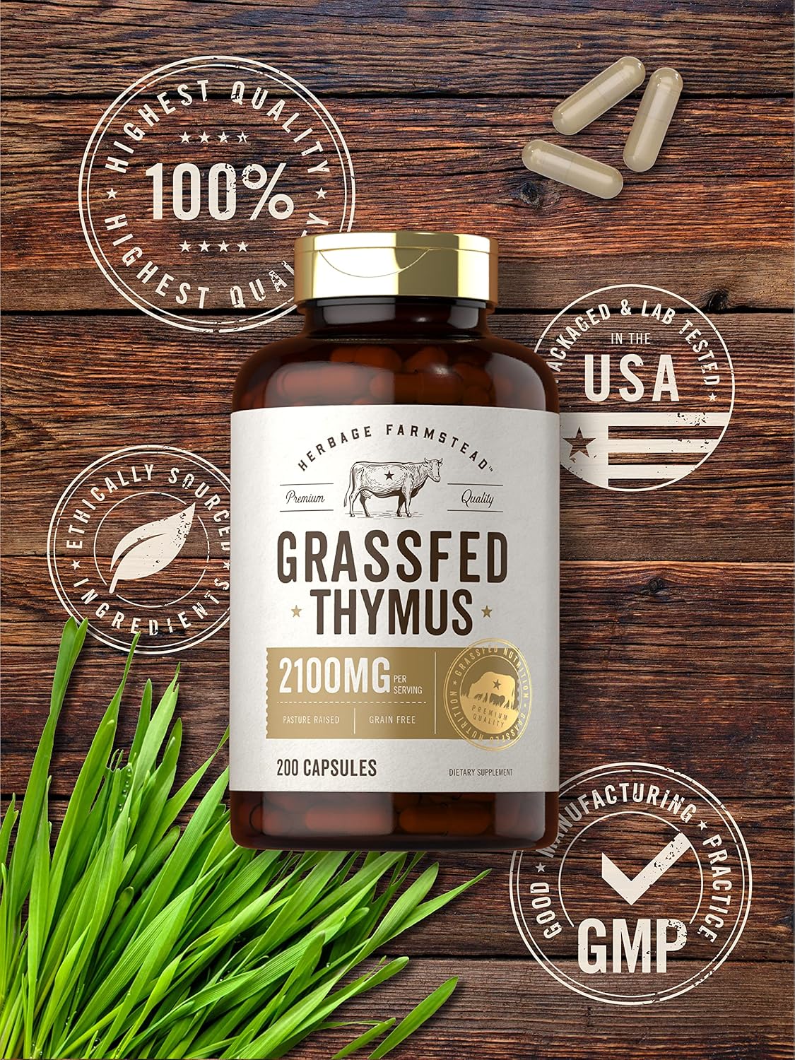 Carlyle Timo de Ternera Alimentada con Pasto | 2100mg | 200 Cápsulas
