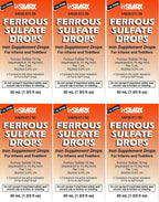 Lannett Sulfato Ferroso Gotas 50 mL - Suplemento de Hierro Sabor Menta (Paquete de 6)